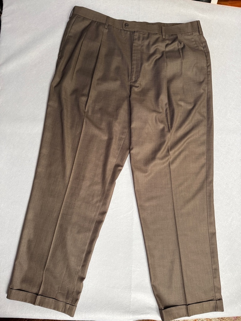 Savane Brown Pleated Dress Pants Cuffed Hem Men